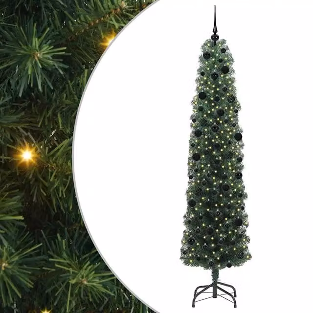 Albero di Natale artificiale moderno verde con 300 LED luce bianca calda, Altezza: 240 cm