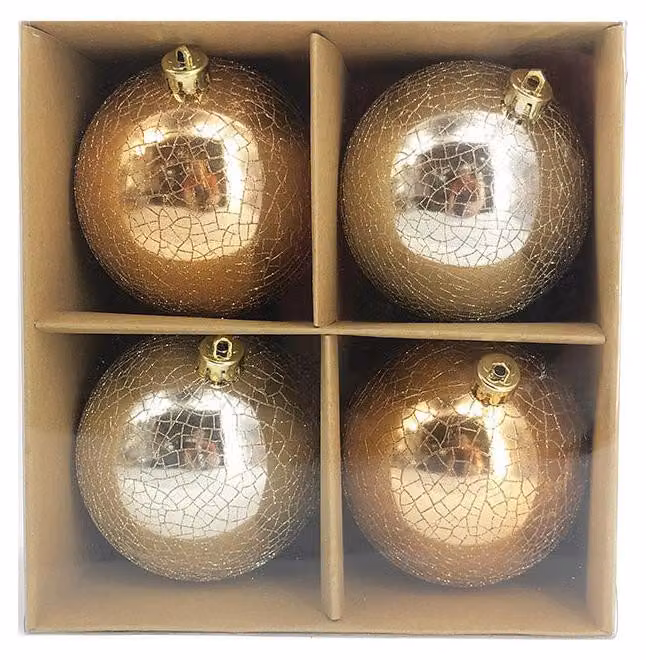 Set 4 Palline Decorative per Albero di Natale Ø10 cm in Plastica 2 Colori Assortiti