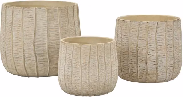 Set di tre cachepot Flake Vikasa Home in ceramica beige per uso da tavolo, diametro: 30,5 cm, altezza: 27,0 cm
