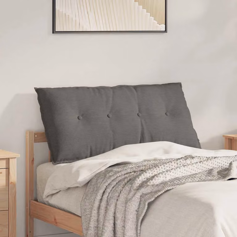 Cuscino per schiena vidaXL in velluto a coste grigio, L: 100 cm, P: 50 cm