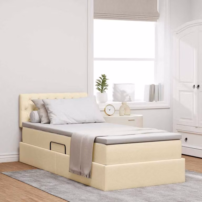 Letto con contenitore e materasso vidaXL in velluto beige L/P/H: 100 x 200 cm