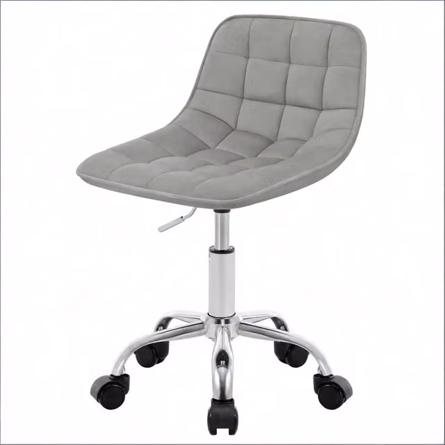 Sedia da ufficio girevole Chicfurn in velluto grigio con base in metallo e ruote