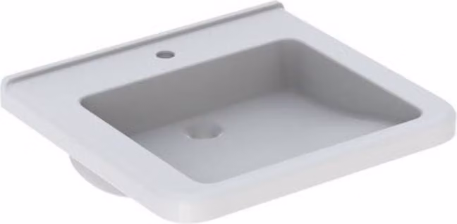 Geberit Renova Nr. 1 Comfort, lavabo avec encastrement, 650x550 mm, avec trou pour robinetterie, sans trop-plein, blanc, 128667600, 128667600