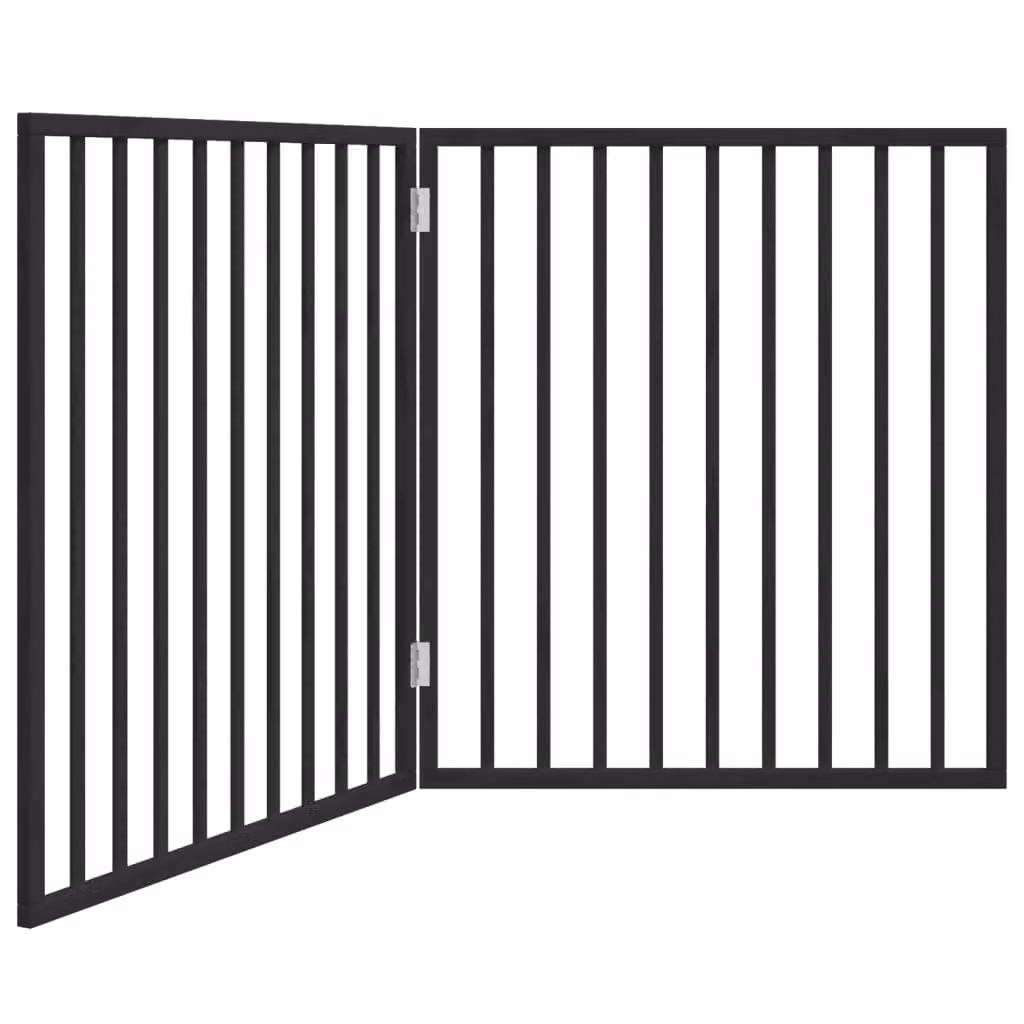 Cancelletto per cani pieghevole 2 pannelli nero 160 cm in legno di pioppo