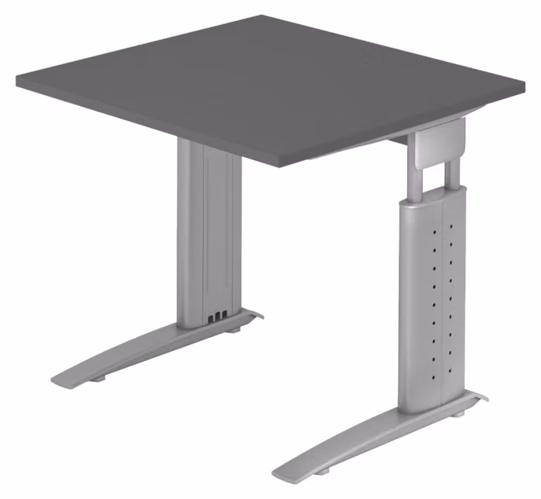 Scrivania bümö Serie U - Dimensioni: 80 x 80 cm, struttura: grigio argento, finitura: grafite