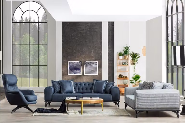 Designer Möbel Sitzgarnitur 3+3+1 Sofagarnitur Polster Möbel Couchen