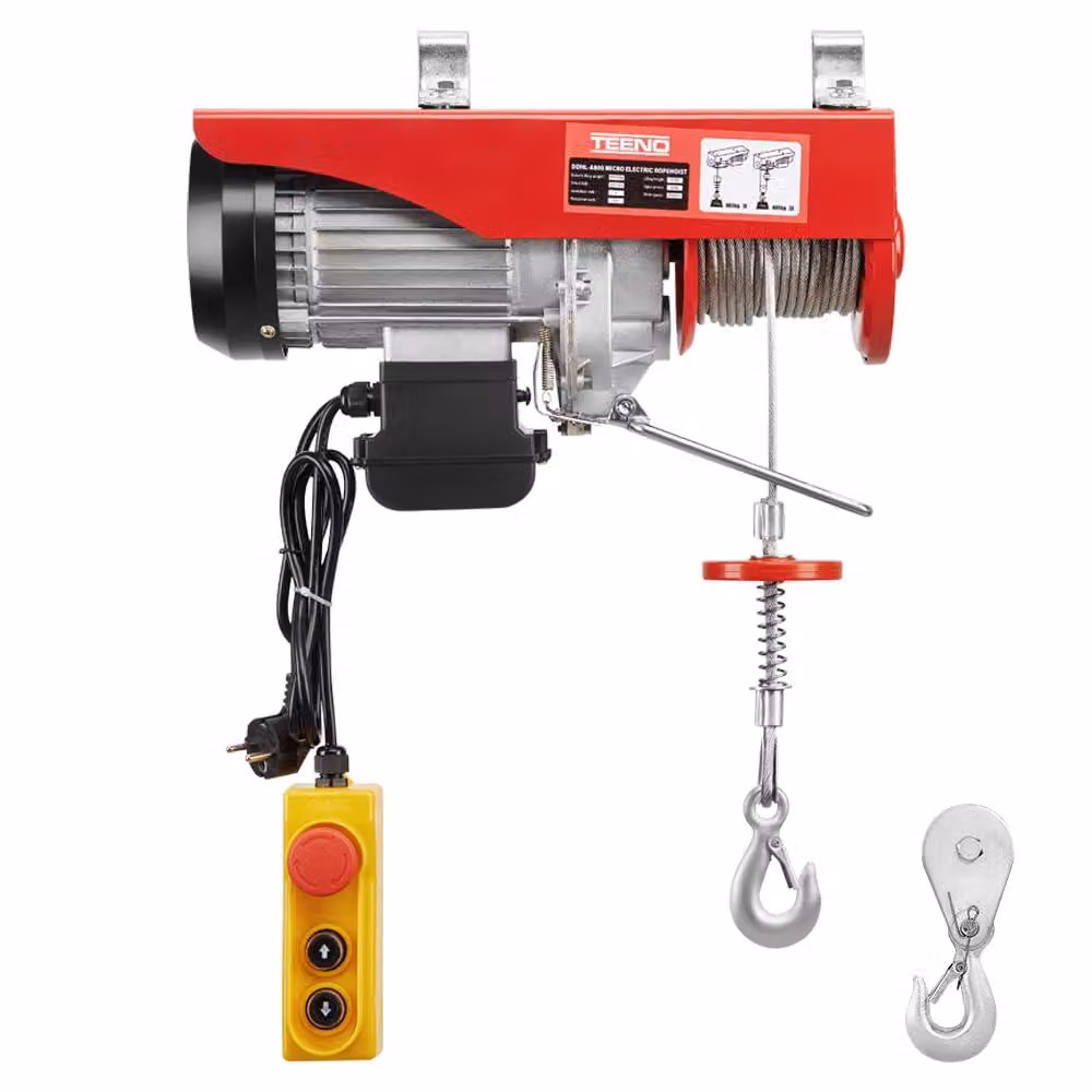 Tirante elettrico da 1200 W, capacità di sollevamento 300/600 kg, velocità 6/12 m/min, colore: nero