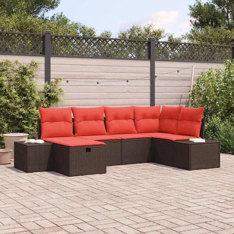 Maison Exclusive - Set da giardino con divano a 6 posti, color marrone, in rattan sintetico