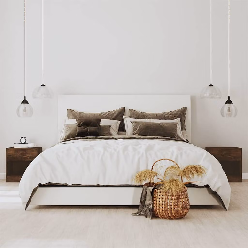 Set di 2 comodini vidaXL con cassetto in rovere fumo per camera da letto