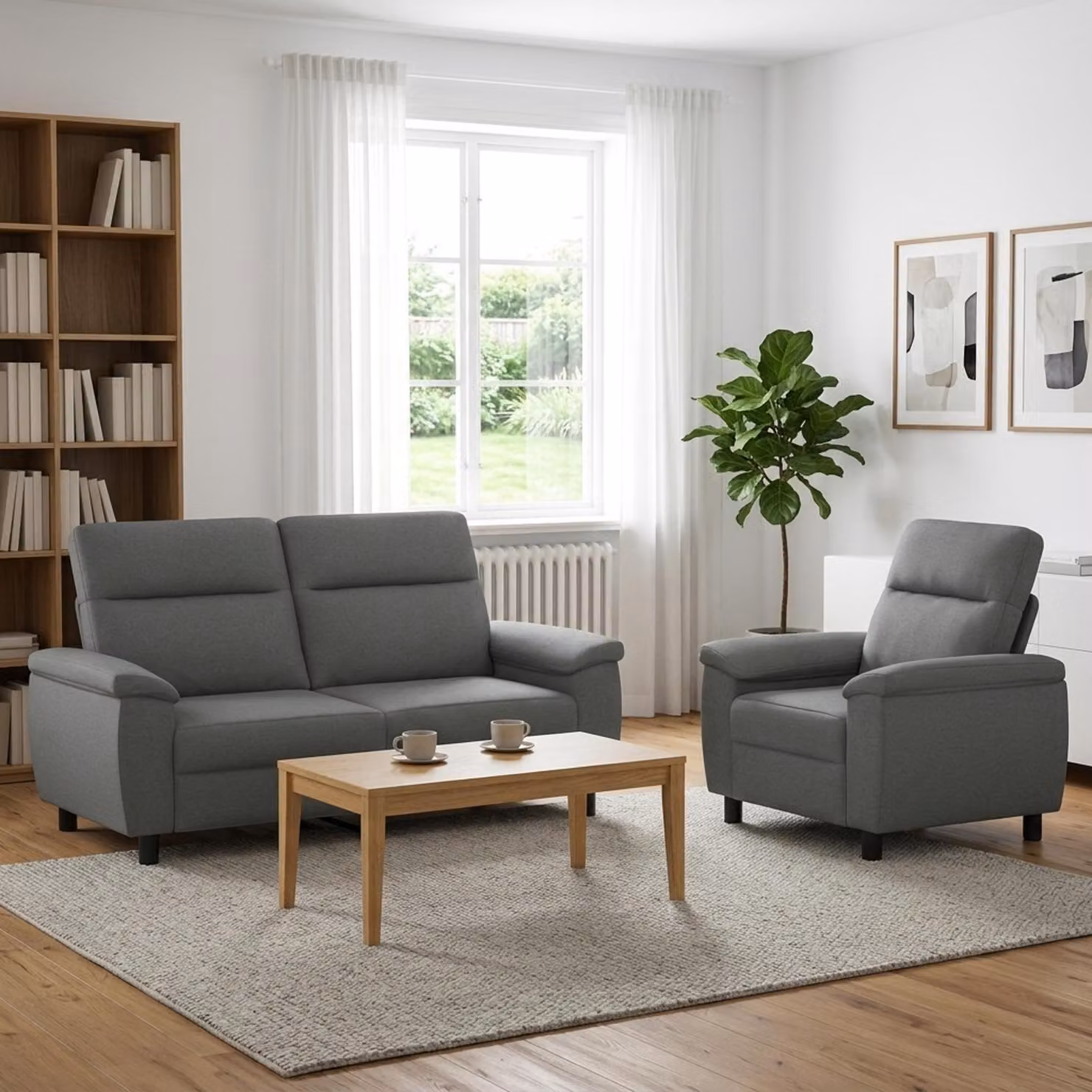 Set di 2 divani moderni vidaXL in tessuto grigio con struttura in metallo per il tuo soggiorno