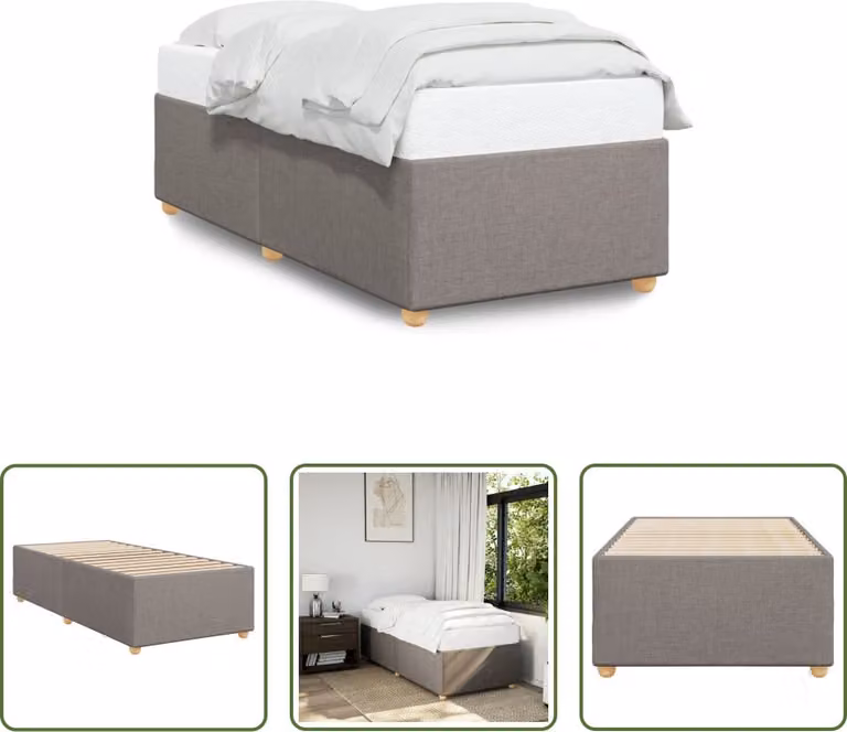 The Living Store struttura letto taupe 100x200 cm tessuto