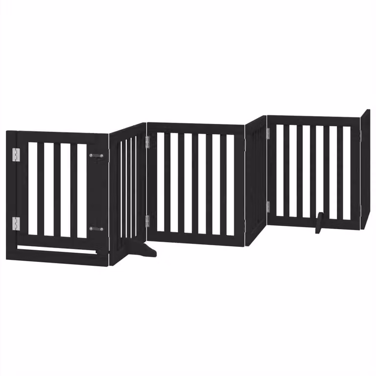 Cancello per Cani Porta Pieghevole Nero 6 Pannelli 300cm Pioppo