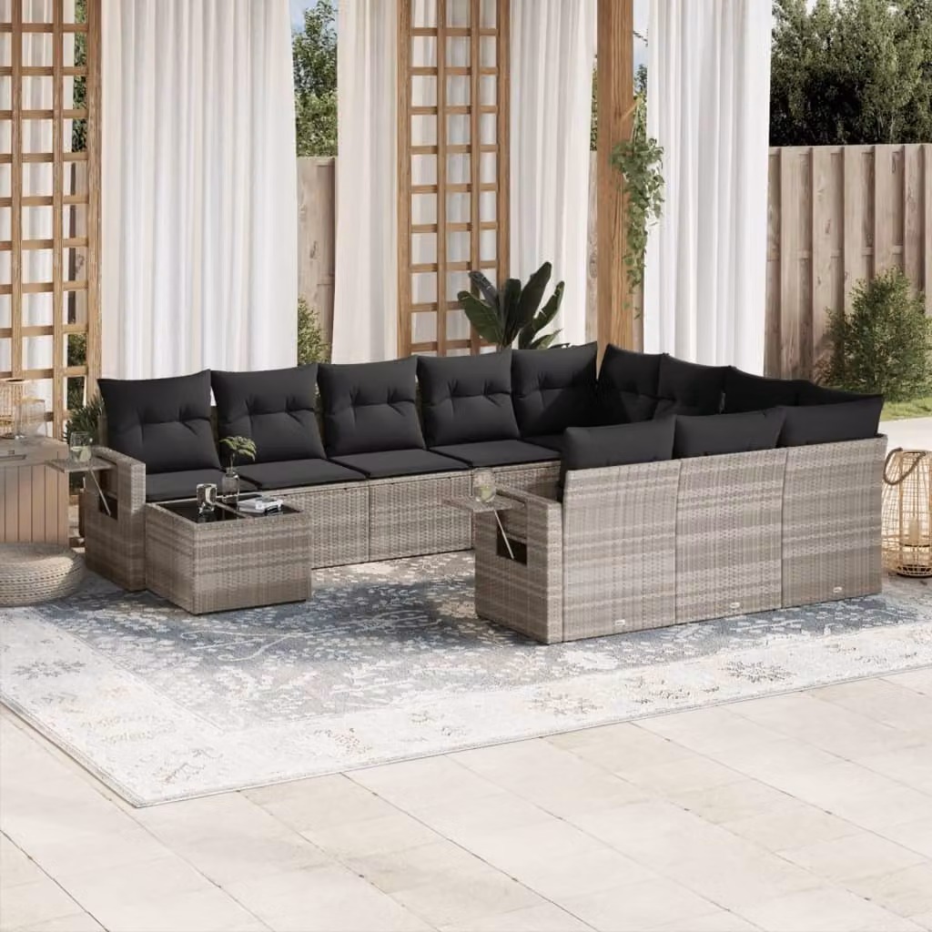 Maison Exclusive - Set da giardino 11 pezzi con cuscini Grigio chiaro Polyrattan