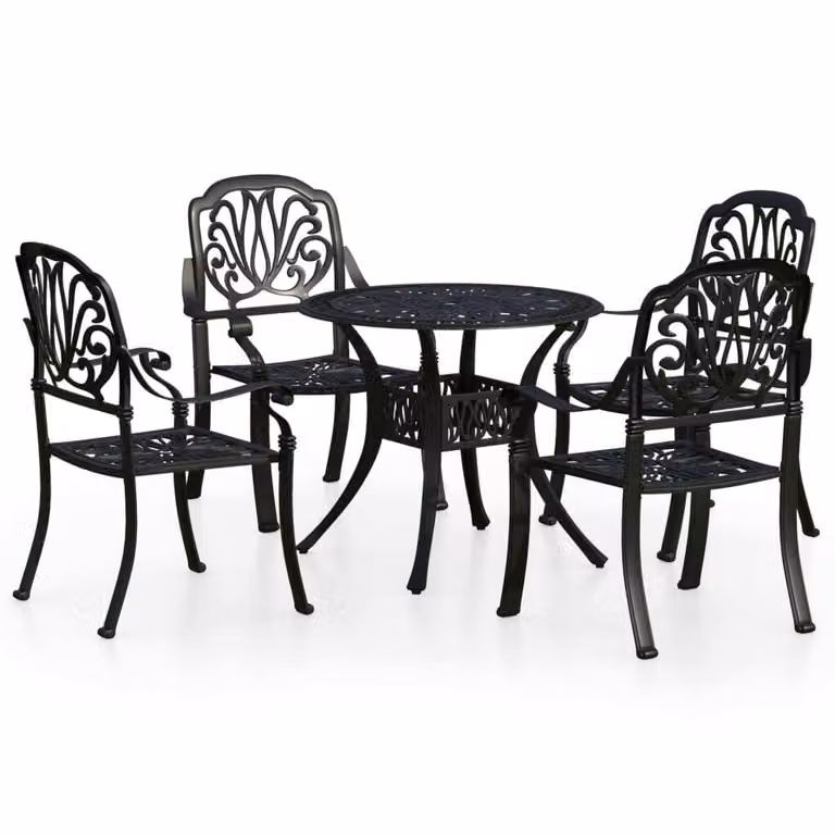 Set da Bistrot 5 pz in Alluminio Pressofuso Nero