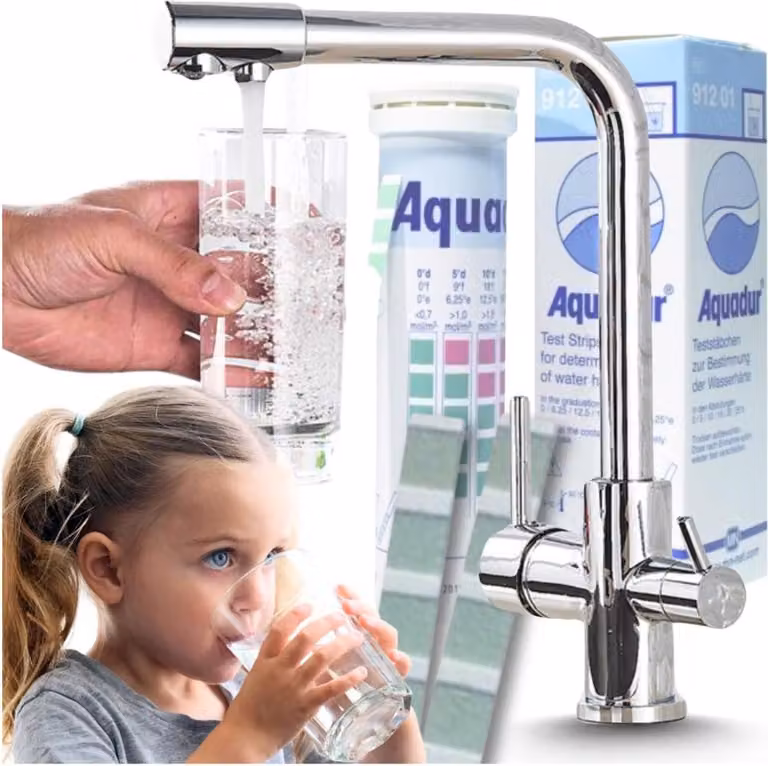 Rubinetto da cucina Ari Venom 1 a 3 vie con doppia uscita per filtro acqua, beccuccio girevole a 360 gradi, cromato
