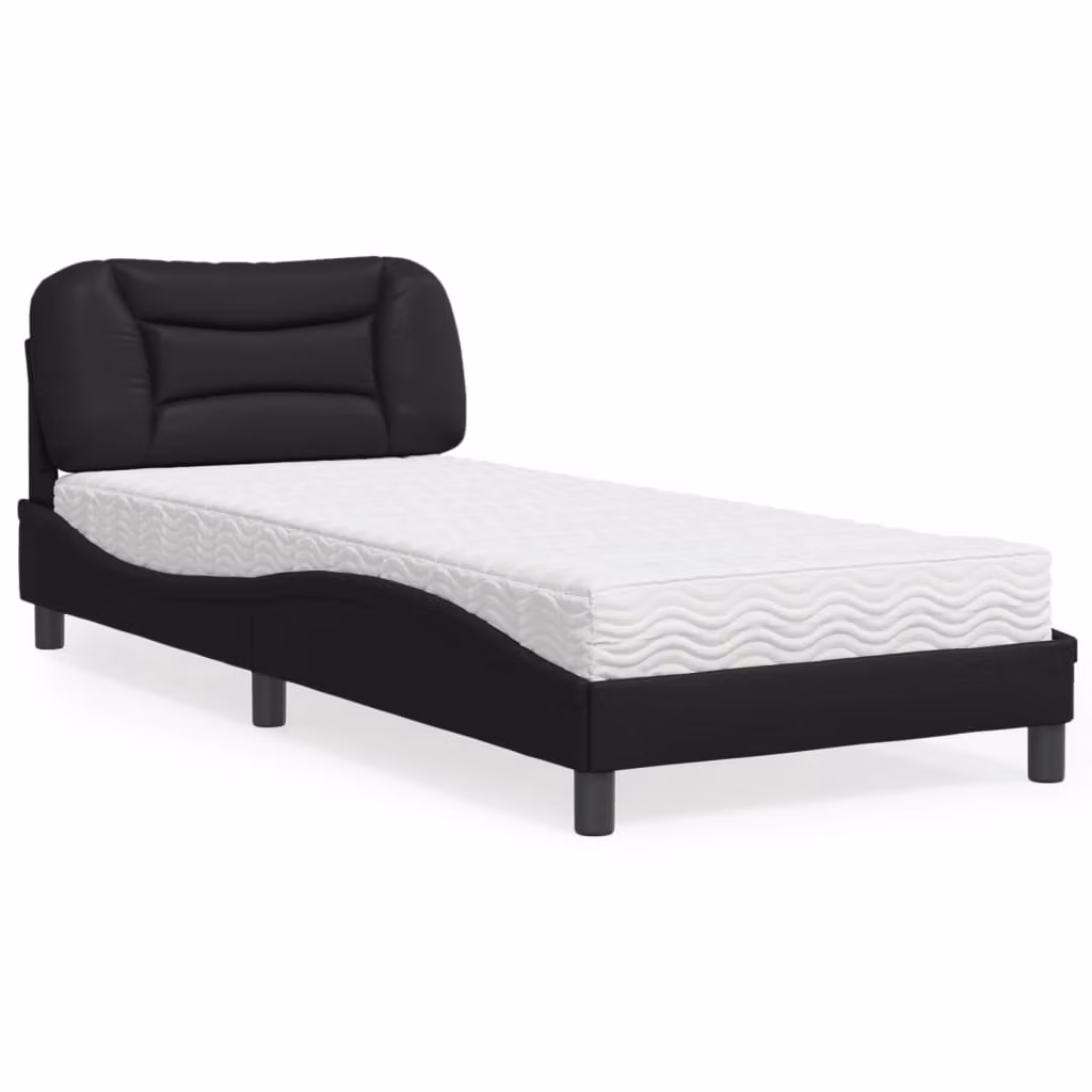 Letto con Materasso Hvar vidaXL in Similpelle Nero 90x190 cm – 1