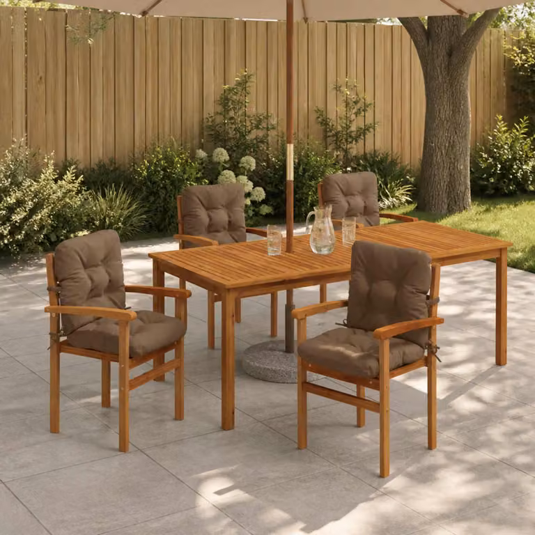 Set di 4 cuscini per sedia alta vidaXL VIANEN in poliestere con fodera rimovibile e resistente ai raggi UV, disponibili in beige, grigio o marrone