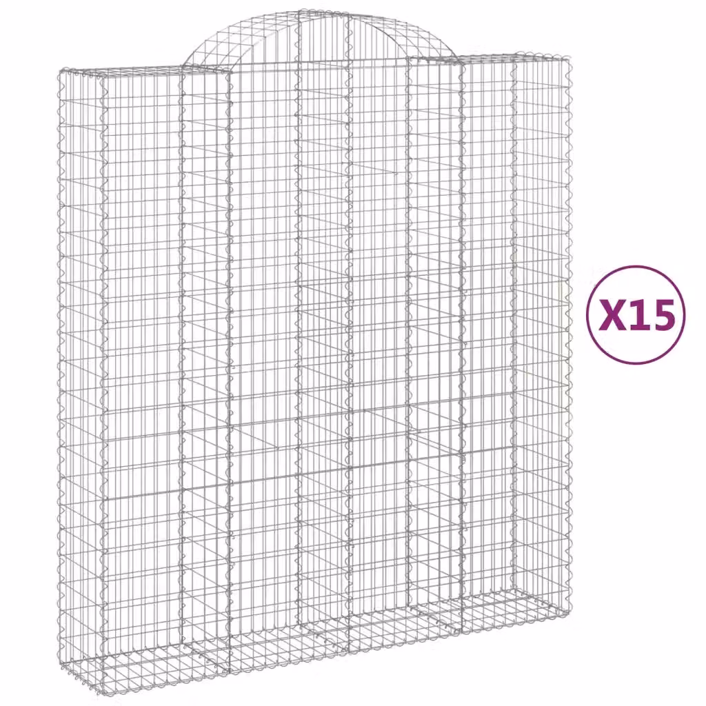 Set di 15 Cesti Gabbioni ad Arco Videx in Acciaio Zincato Argento L: 200 cm, P: 50 cm, H: 220/240 cm – 2