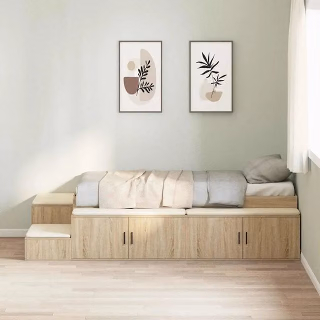 Struttura letto con contenitore Rovere Sonoma 75 cm 3335591
