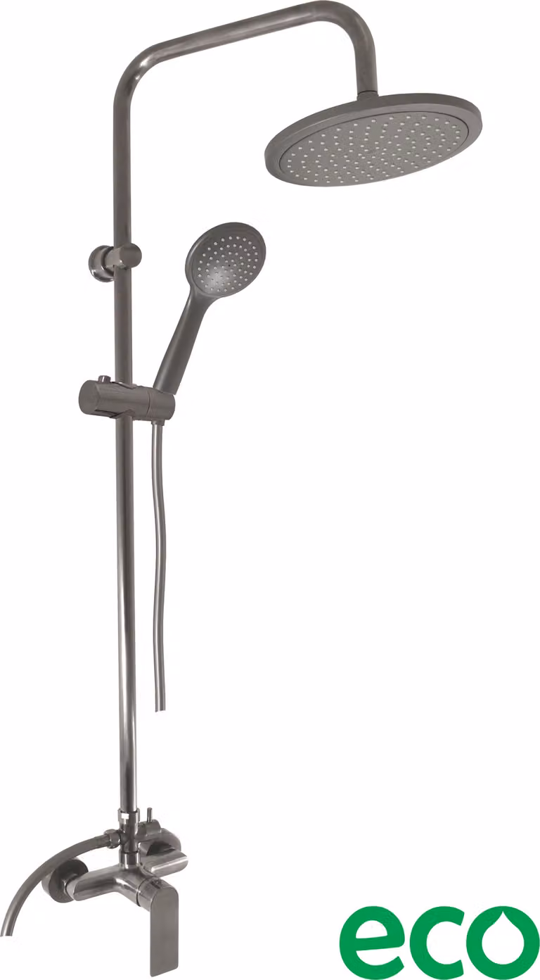 Slezák-RAV Rubinetto con soffione e doccetta NIL - grigio metallo spazzolato, Colore: GRIGIO METALLO - spazzolato , Finitura superficiale: PVD, Dimensione: 150 mm