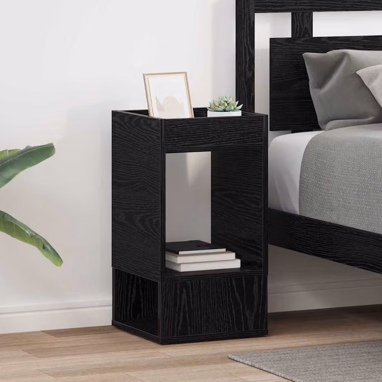 Set di 2 tavolini moderni vidaXL in legno ingegnerizzato color rovere nero, L/P/H: 30 x 30 x 56 cm