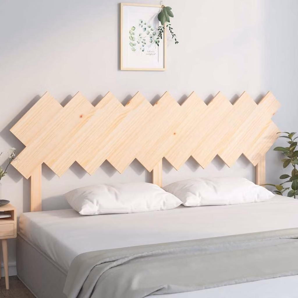 Testiera per letto vidaXL in legno massello di pino naturale, stile rustico, L: 178 cm, P: 3 cm, H: 80,5 cm