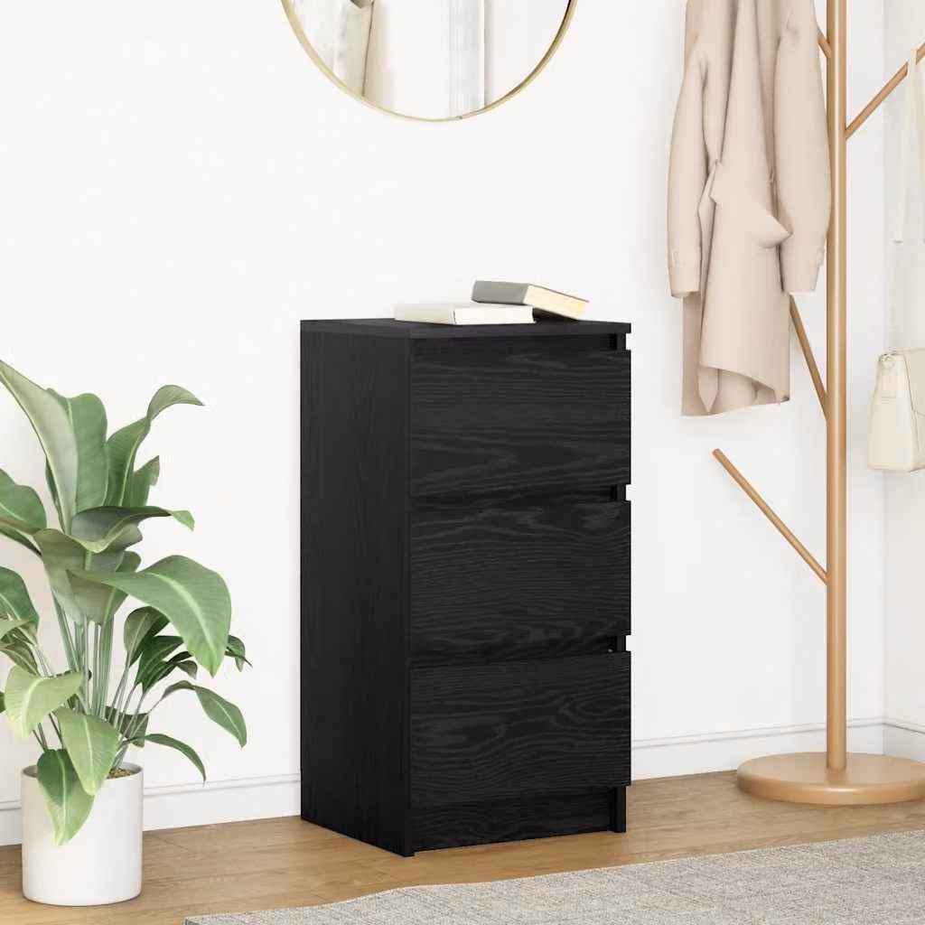Credenza moderna vidaXL in legno multistrato e MDF, colore nero, L 37,5 cm x P 35 cm x H 76 cm