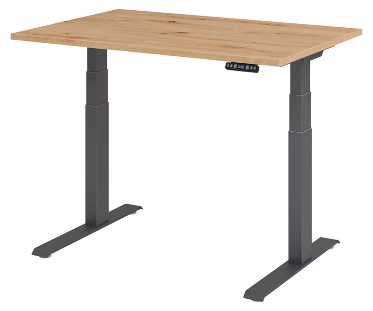 Scrivania regolabile in altezza XDKB | 2 motori | 120 - 180 cm | elettrica, dimensioni piano:120 x 80 cm, colore piano:rovere nodoso, colore struttura:grafite