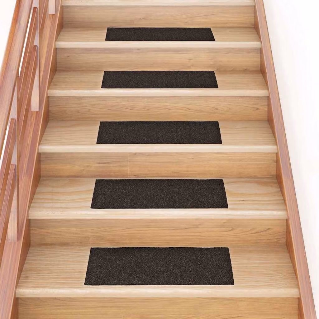 Set di 15 tappetini autoadesivi per scale vidaXL, rettangolari, marrone scuro, L: 60 cm x P: 25 cm