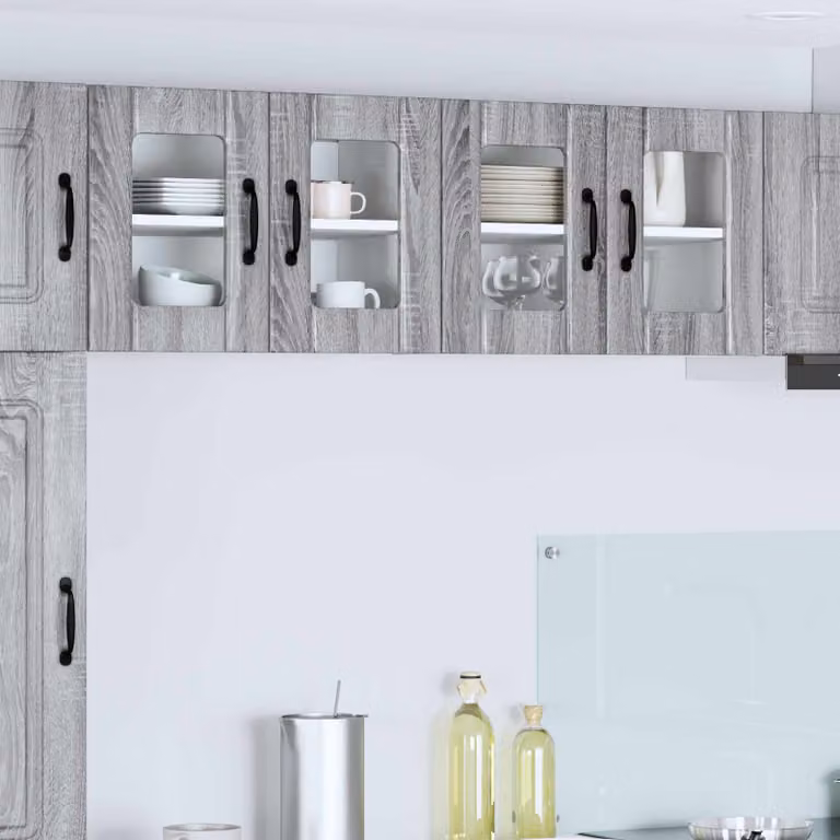 Mobile da parete LUCCA vidaXL in legno e vetro, Grigio Sonoma, L 60 x P 31 x H 40 cm