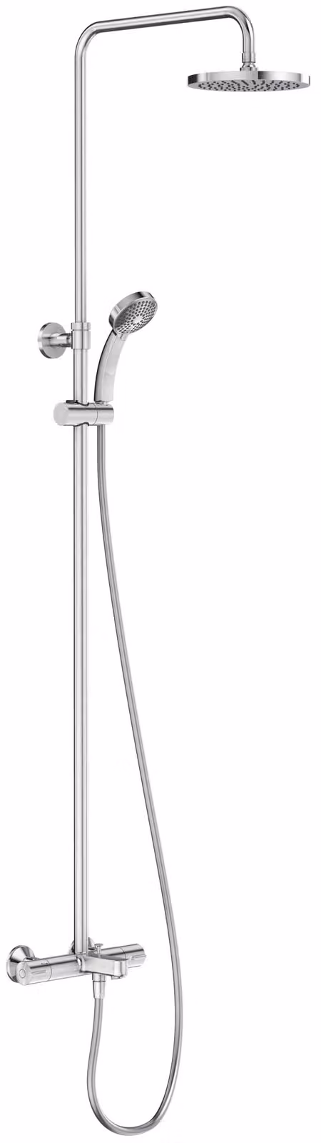Termostato per miscelatore doccia, modello rotondo, con altezza regolabile, soffione da 20 cm, cromato