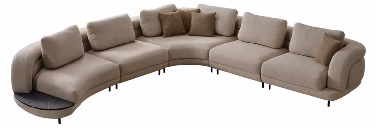 Beiges Ecksofa Designer Polstercouch Wohnzimmer L-Form Textilsofas