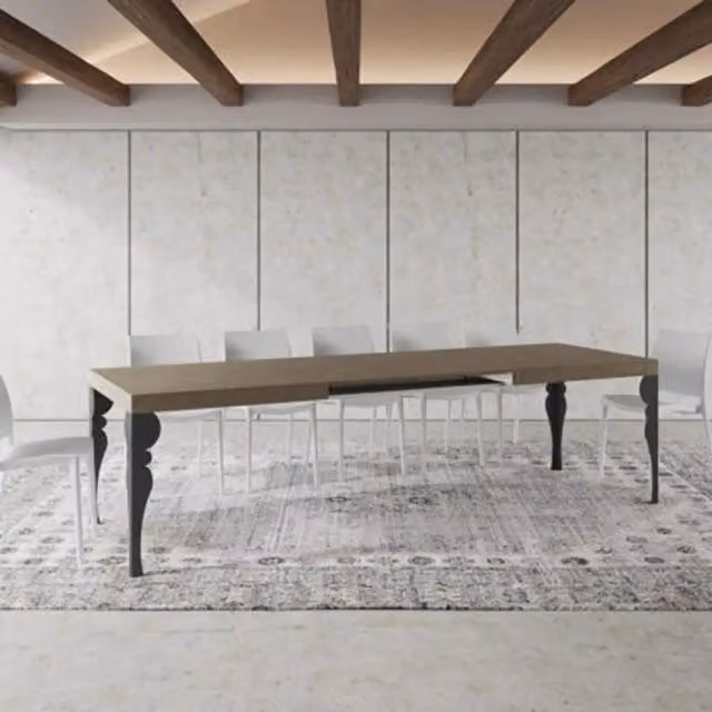Tavolo allungabile moderno Itamoby con piano in laminato opaco e gambe in metallo, L: 180-440 cm, P: 90 cm – 1