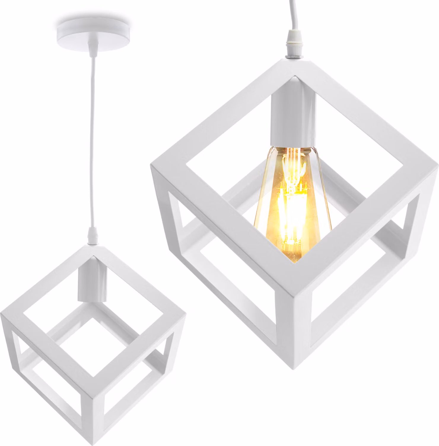 LUMILED lampada a sospensione lampada a sospensione attacco E27 lampada a sospensione regolabile 1 fiamma lampada a sospensione retrò lampada da tavolo in metallo lampada da tavolo bianca da pranzo a sospensione