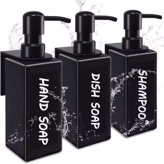 Set da doccia - Nero - 3 pezzi - Base in vetro