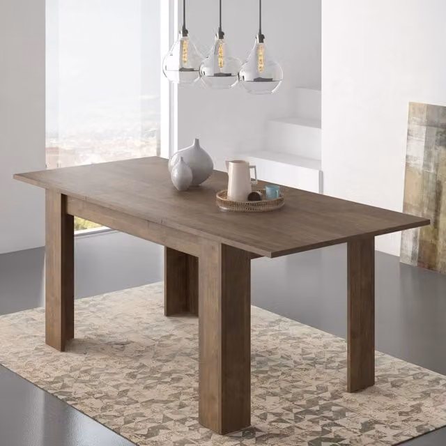 DMORA Tavolo Allungabile Moderno Rettangolare Marrone Noce L: 200 cm, P: 90 cm, H: 75 cm