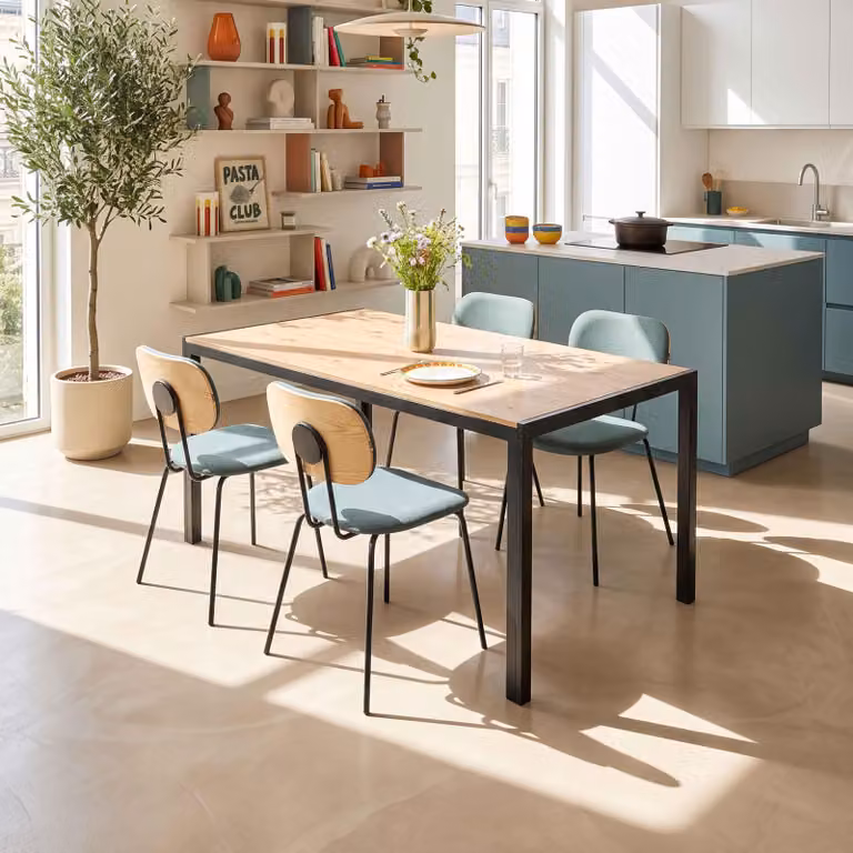 Tavolo da pranzo rettangolare in MDF nero - Oviala Lipa