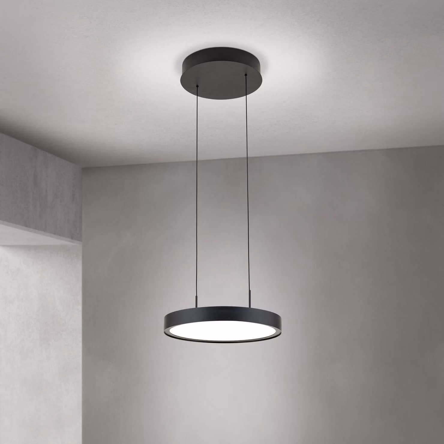 ORION Lampada LED a sospensione Teide, nero, 1 luce, metallo, 2.700 K dimmerabile, Nero, Soggiorno / Sala da pranzo, Alluminio, Moderno