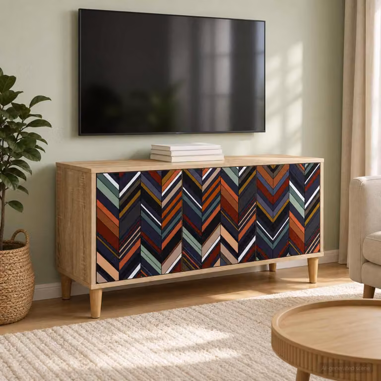 vidaXL Carrello Mobile per TV OMMEN in Legno Ingegnerizzato Sonoma, Marrone, L 102 x P 33 x H 50 cm