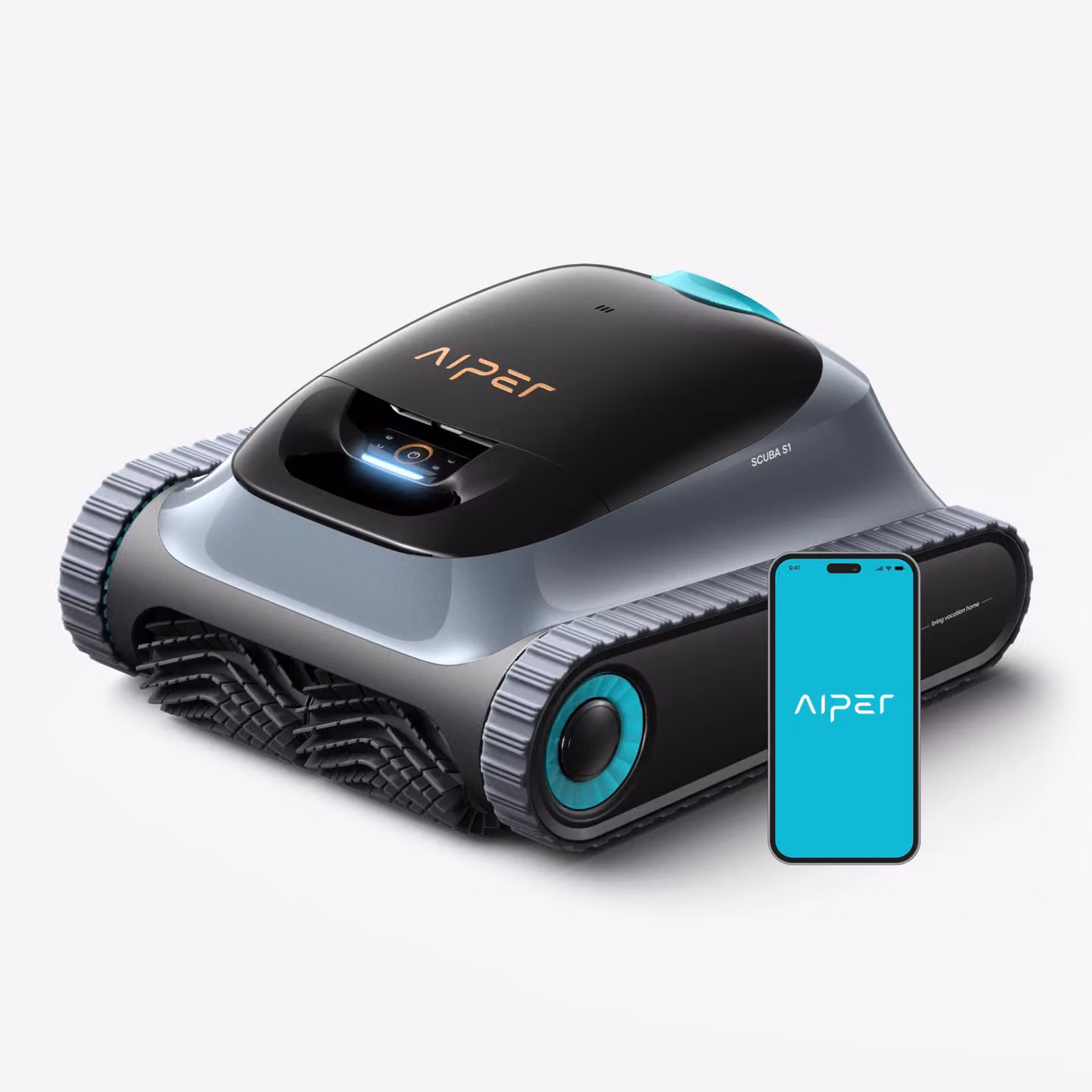 Robot da piscina revisionato - Modello Scuba S1 - Adatto per piscine a incasso - Pulisce il fondo e le pareti - Pulisce la linea di galleggiamento - Potenza di aspirazione di 4200 GPH - Impermeabile IPX8 - Colore: nero