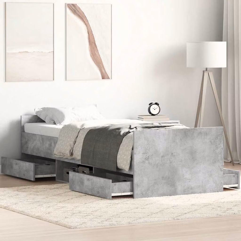 vidaXL Giroletto con Testiera e Pediera in Grigio, L: 78 cm, P: 193 cm
