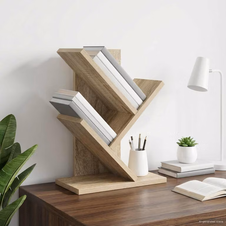 Scaffale per Libri a Forma di Albero vidaXL con 3 Strati, Colore Marrone, L 30 cm x P 18 cm x H 40 cm