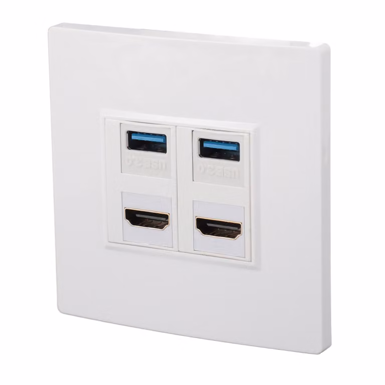 Pannello a muro HDMI Ethernet – 4 porte USB 3.0, 4K 60Hz, connessione a muro ad alta velocità per computer, TV, disco rigido, proiettore