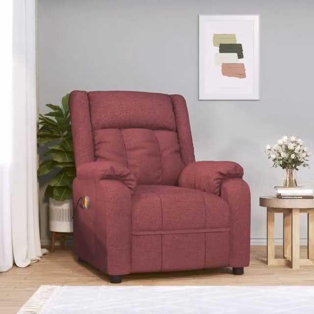 Poltrona Massaggiante Elettrica Rosso Vino in Tessuto 348123
