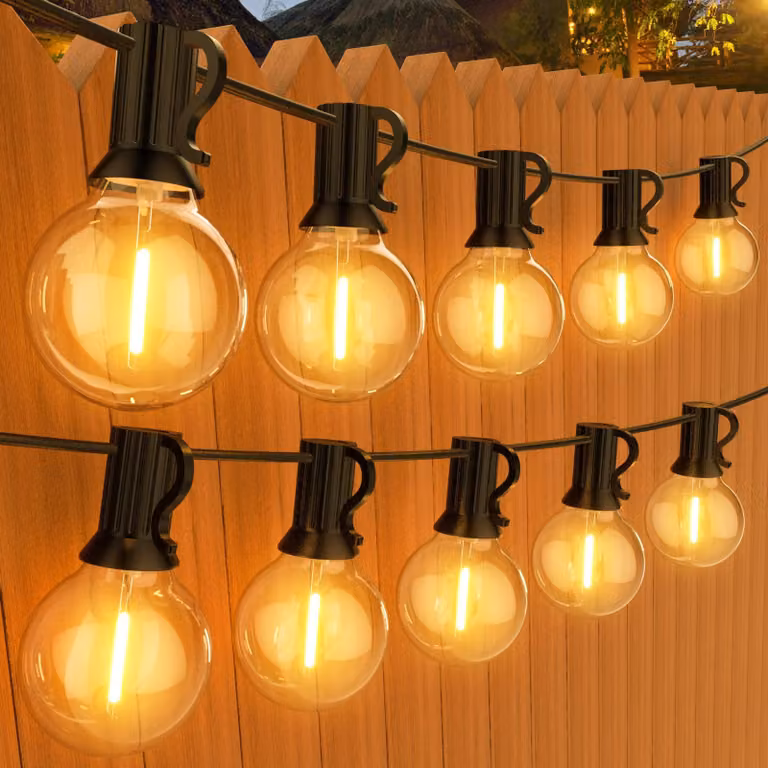 Catena luminosa LED per esterni, 45 metri, luci a incandescenza, luce bianca calda, impermeabile