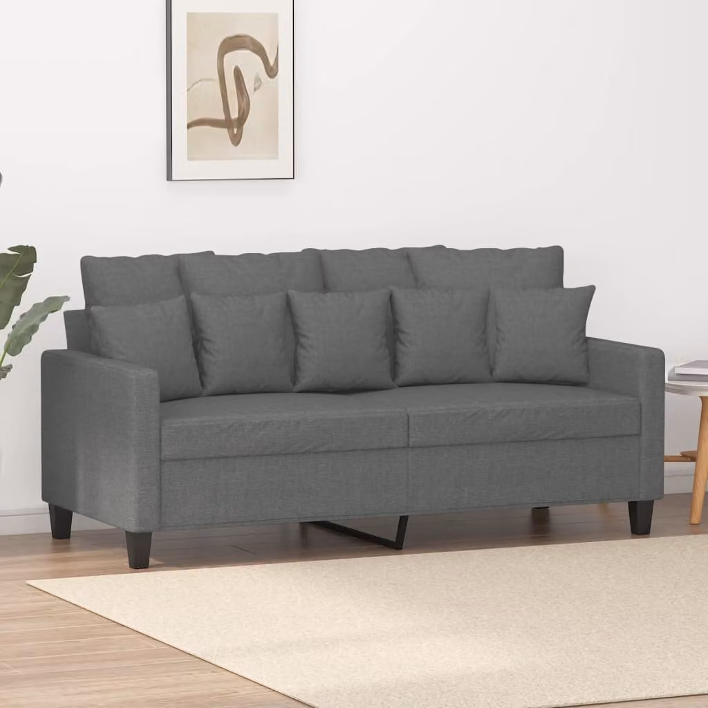 Divano esclusivo a 2 posti, colore grigio scuro, 140 cm, rivestito in tessuto