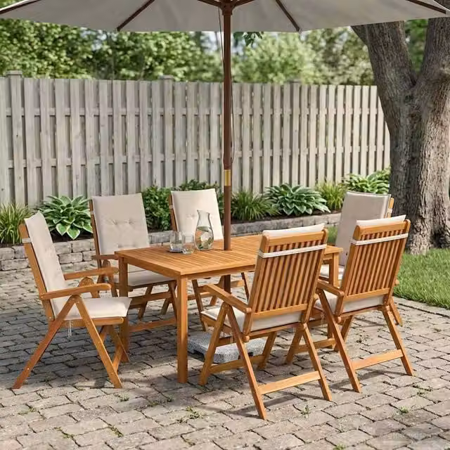 Set da pranzo da giardino 7 pezzi Naturale 3434578