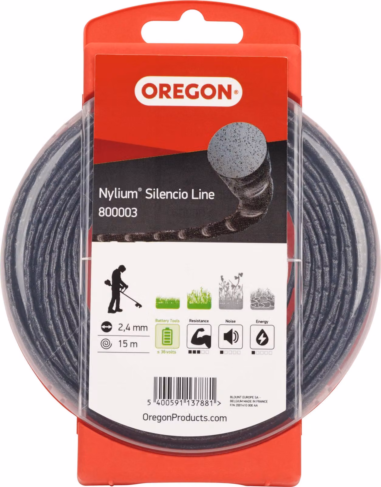 Filo da taglio Oregon Nylium Silencio Round 2,4 mm x 15 m