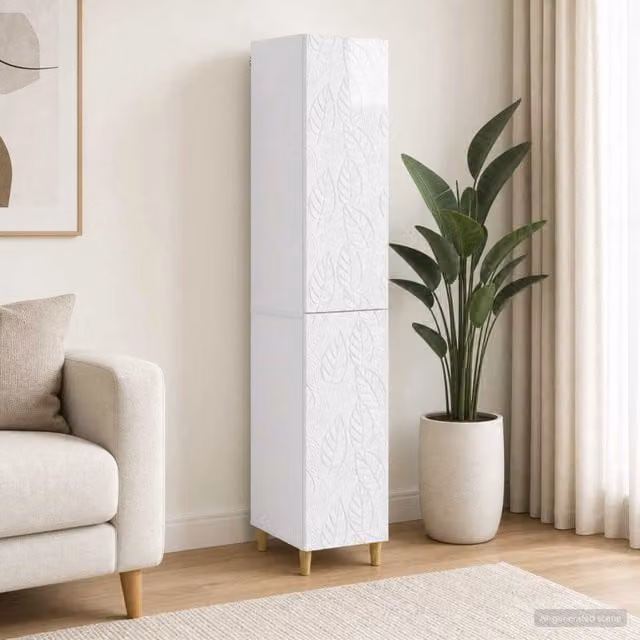 Set di 2 armadi moderni vidaXL in MDF bianco lucido con cassetti interni e ripiani per camera da letto – 1