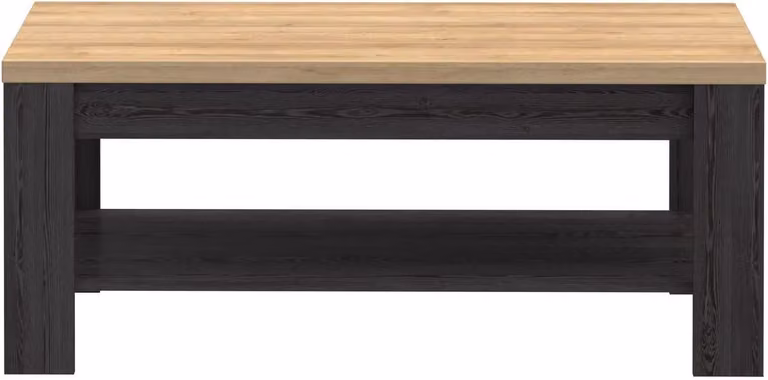 Tavolino - Rettangolare - Rovere nero e rovere beige - BOHOL - L 100 x P 60 x H 45,7 cm - 2 ripiani